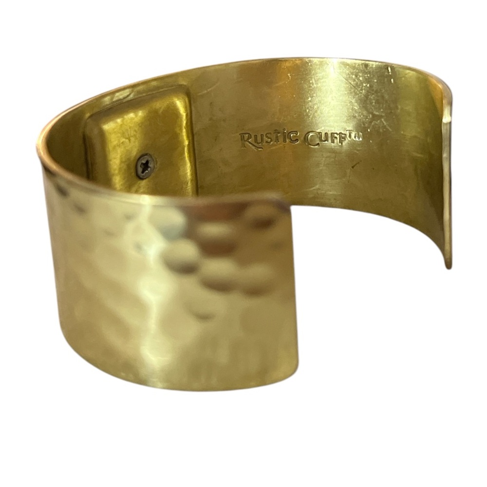 Rustic Cuff Square Cuff - Gold Cuff With Silver S… - image 3